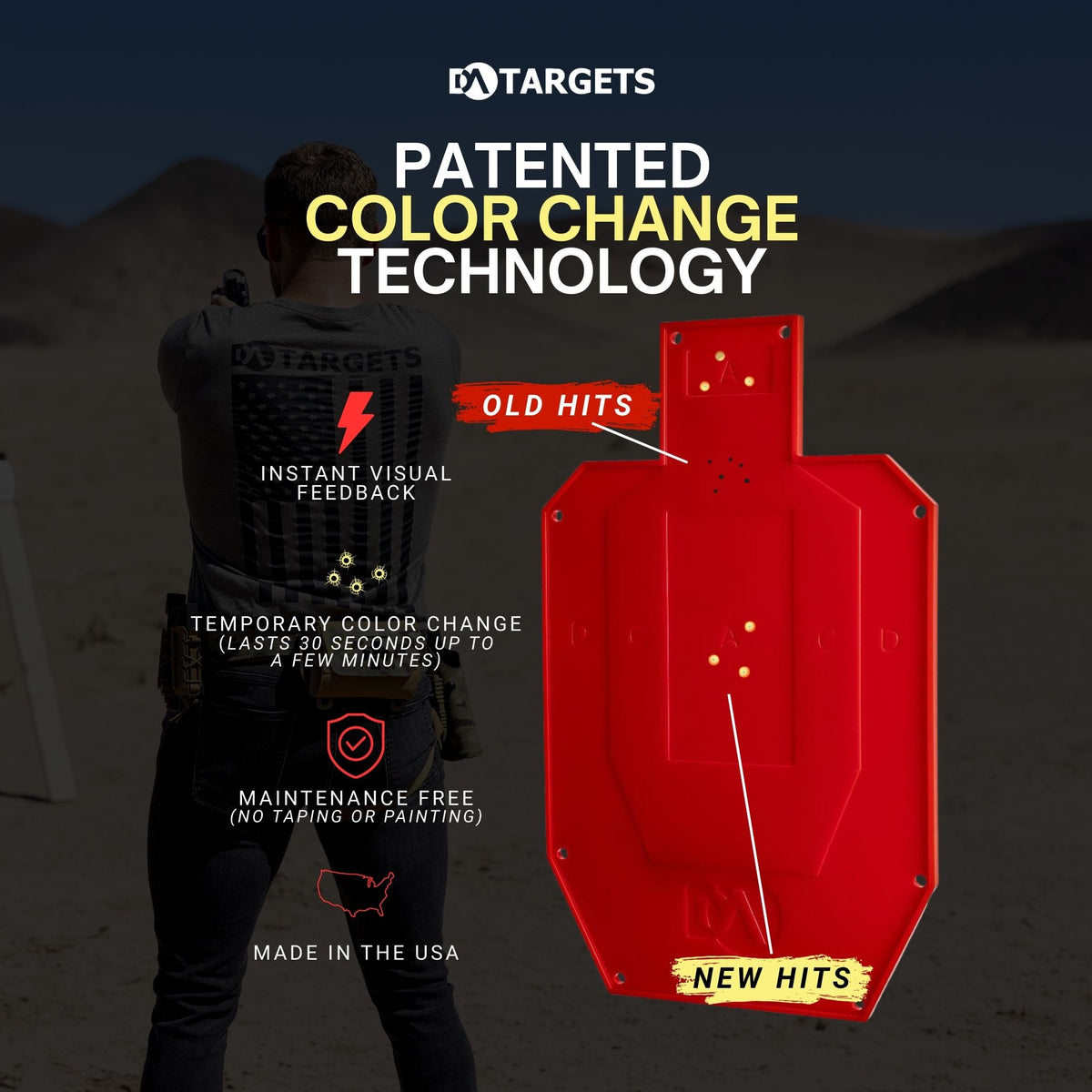 Three Colour Target Half-Size Silhouette Color Changing Shooting Targets | DA Targets