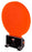 orange round reactive shooting target mounted to black base