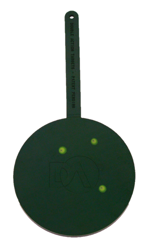 Green polymer target showing hits in yellow