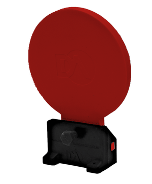 Red polymer knockdown target with self-healing color flare